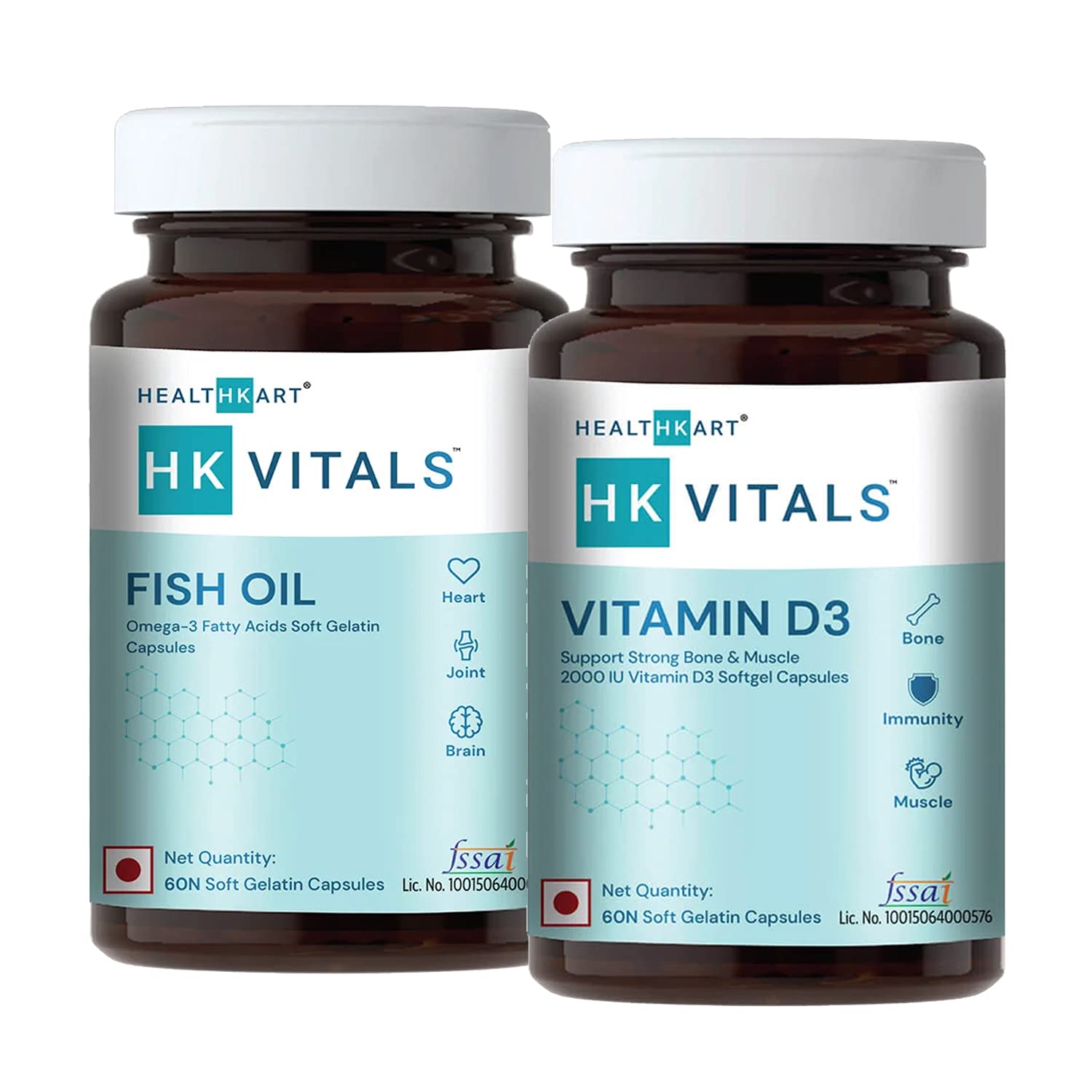 Buy HealthKart HK Vitals Vitamin D3 (2000 IU), 60 Capsules with Fish Oil (1000 mg Omega 3 with