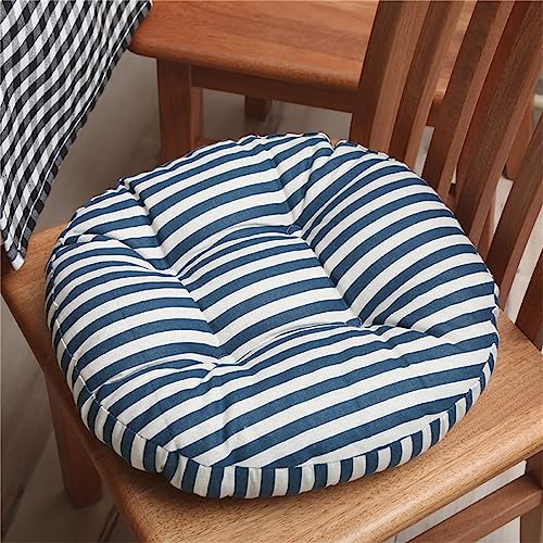 Fansu Cojines Redondos para Sillas de Jardín, Impresión Rayas Cojines Sillas Cocina 40cm/45cm/50cm, Cojín Silla Comedor/Cojines de Asiento/Cojín para Silla de Exterior/Oficina (45cm,Azul)