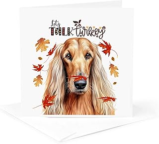 3dRose, Afghan Hound Funny Thanksgiving Dog Lets Talk Turkey, 1 Greeting Card with envelope