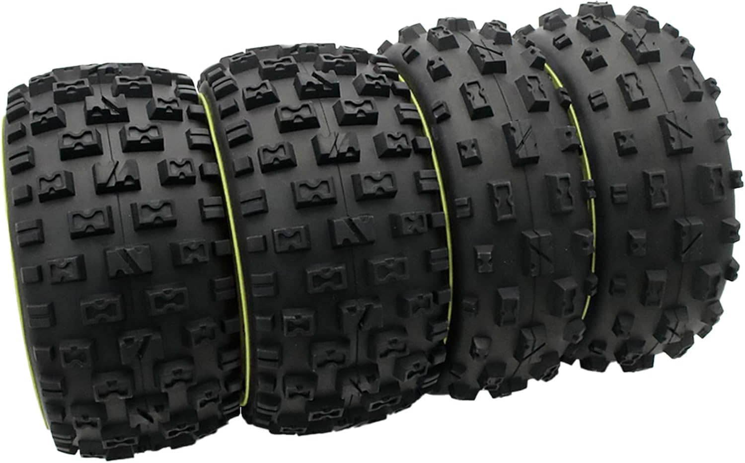 FLMLF Wasteland Tires Front and Rear Assembly Green for 1/5 HPI Baja ROVAN KM 5B Rc Car Parts