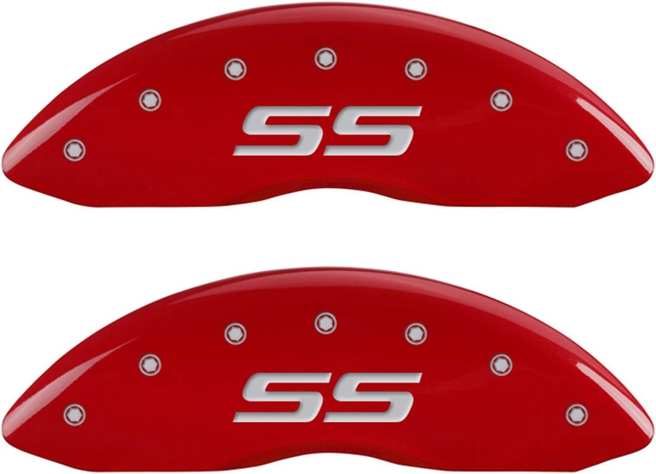 MGP Caliper Covers 14217SSS4BK Black Powder Coat Finish Front and Rear Caliper Cover, Set of 4 (Monte Carlo style/SS Silver Characters, Engraved)