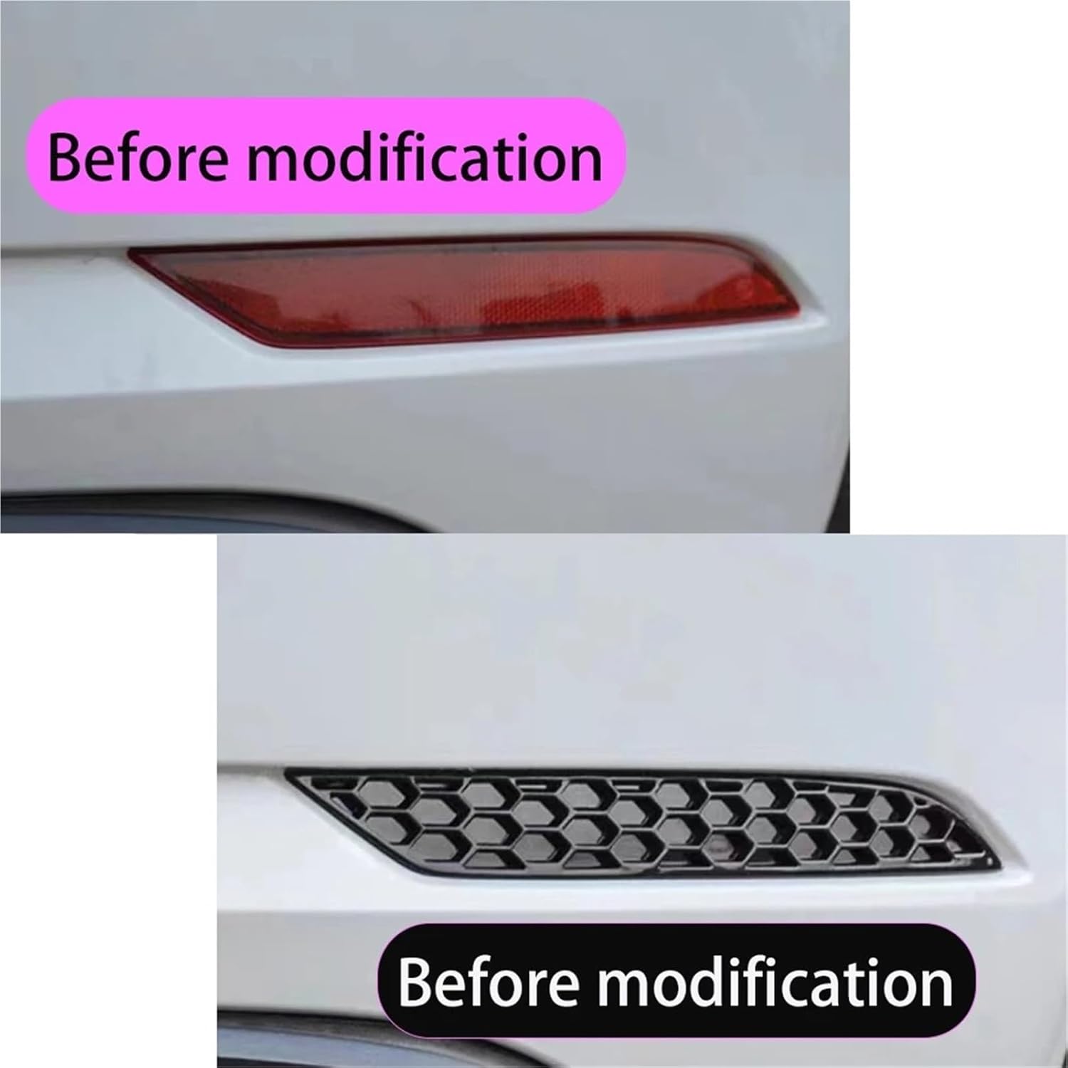 Glossy Black Rear Bumper Reflector Honeycomb Double-Sided Tape Mounting，Compatible For VW Golf 6/7/7.5/8 GTI R Standard 2009-2023(A MK6 GTI)