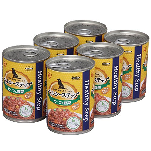 アイリスオーヤマ ヘルシーステッププラスワン ビーフ&野菜 犬用 375g×6個 P-HLC-BV×6