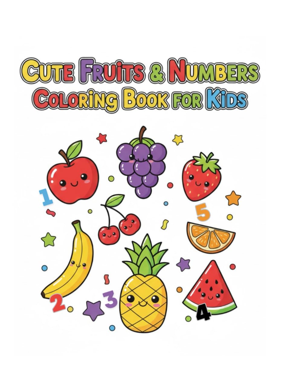 Cute Fruits & Numbers Coloring Book for Kids: Learn to Count with Easy Fruit Coloring Pages for Ages 3–8