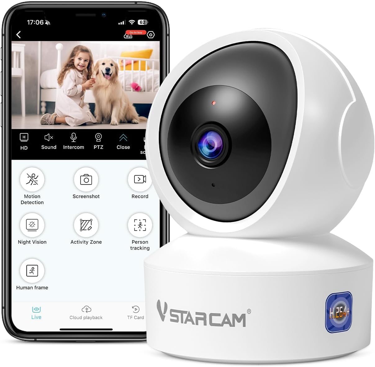 VSTARCAM 3MP Pet Camera Indoor with Phone App, 360° Indoor Security Camera with Color Night Vision, Motion Detection & 2-Way Audio, 24/7 SD & Cloud Storage 02