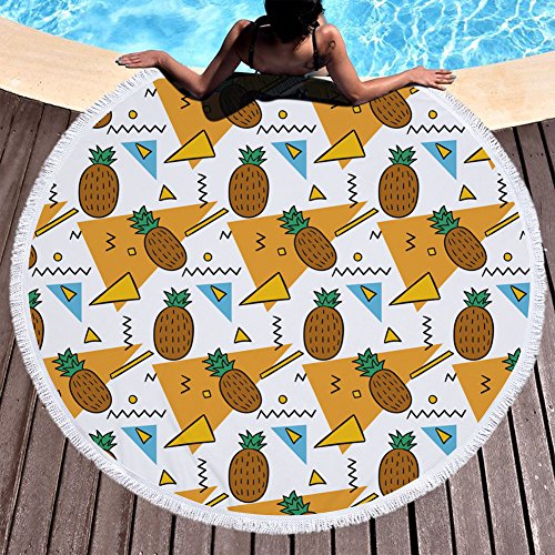 Chickw1 Quaste R&e Strandtuch Strand Yoga Matten Schal Schal Tapestry Chiffon Tischdecke Picknickdecke Schal,Yogamatte,Tischdecke, Schal (Gelbbraune Ananas)