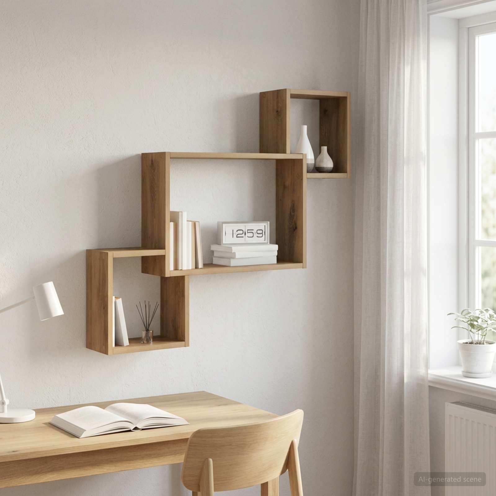 Estantería de pared de roble Artisan, 91,5 x 15 x 76 cm, ahorra espacio, con gran capacidad de carga, para salón, dormitorio, cocina, baño y oficina