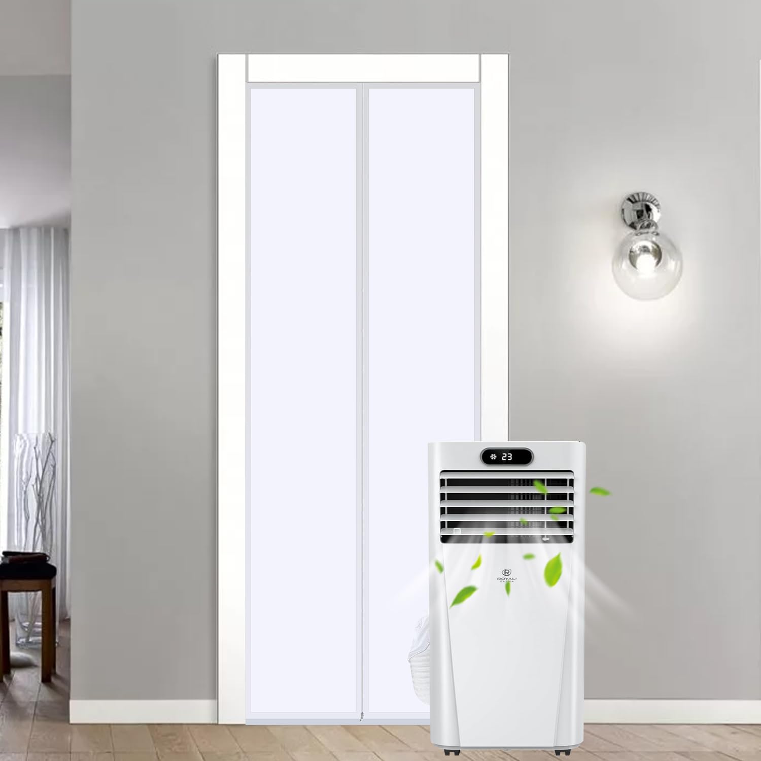 Guarnizione Porte per Condizionatore Portatile, Guarnizione Porte per Condizionatore D'aria, con Cerniera，Facile da Montare，Per Tutti Climatizzatori Mobili (120 * 240cm)