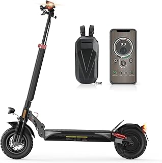 E Scooter mit 10 Zoll Offroad Luftreifen, 4 Komfortable Stoßdämpfungssystem, Elektroroller mit Straßenzulassung Akku 12,5 Ah Max 70 km Eco-Reichweite, Max Tragfähigkeit 150 kg, APP Sperre Fahrzeug