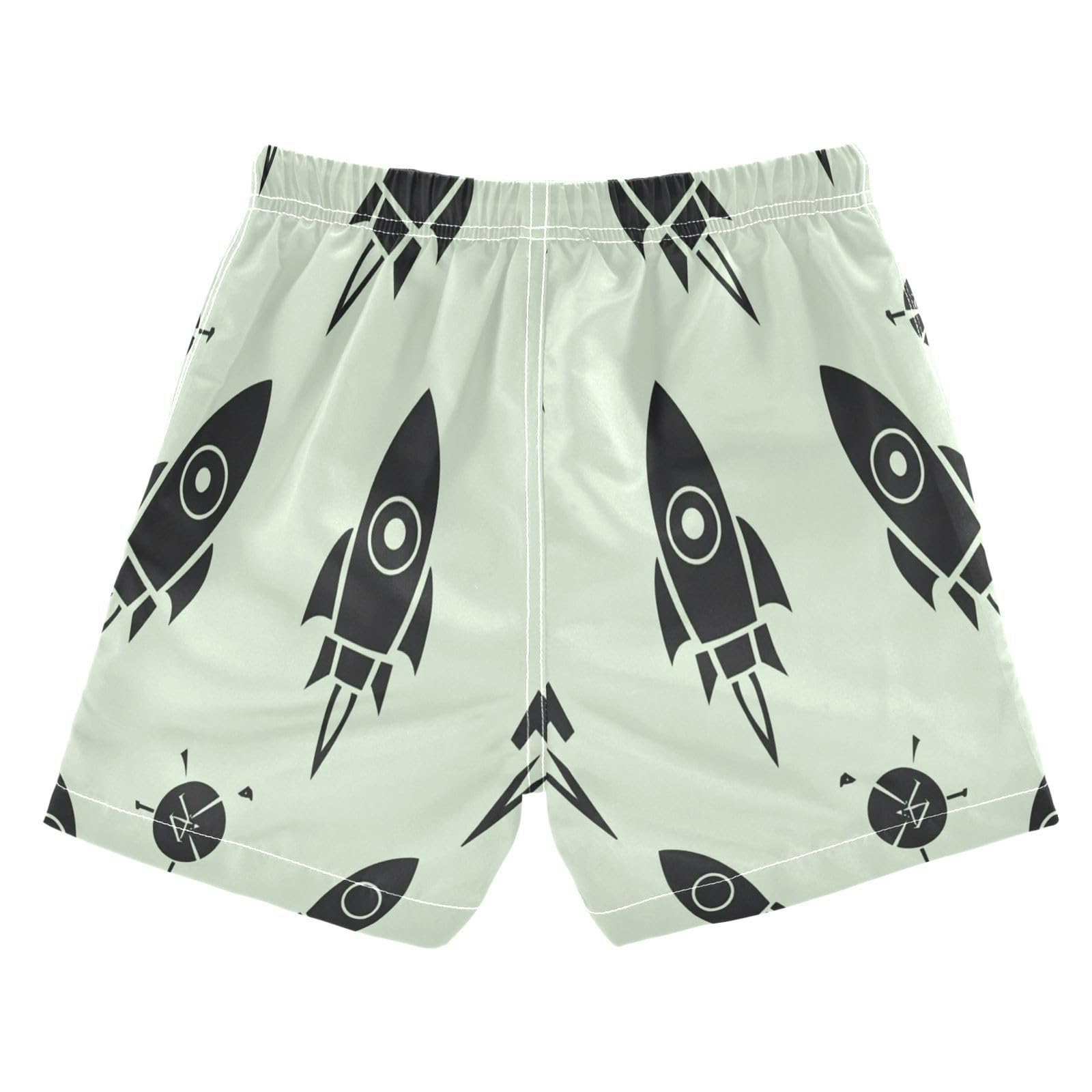 Jucciaco Boys Swim Trunk Quick Dry Beach Board Shorts Rocket Star Black Draw Swimwear for Kids