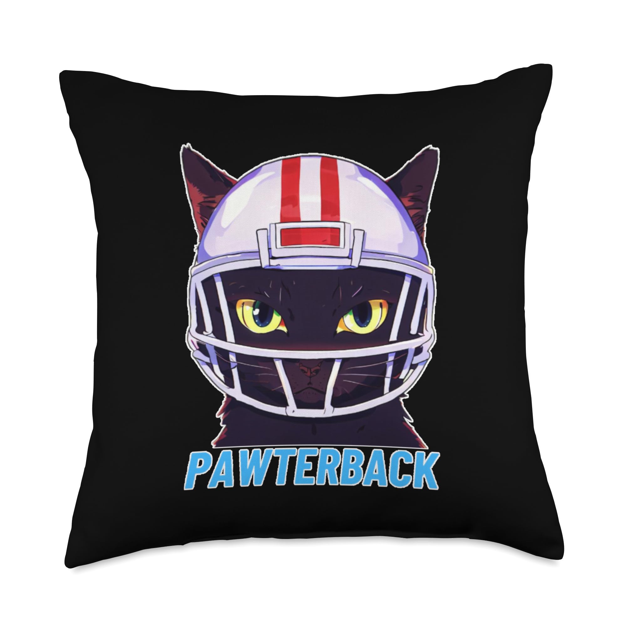 black cat football helmet Quarterback Pawterback American Cartoon Throw Pillow : Home & Kitchen BITE ME | Sanrio The perfect collectible or Color:Roadkill Red Fits Omnipod System