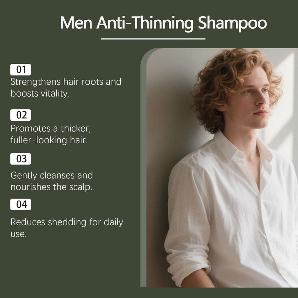 Shampoo volumizzante for uomo alla biotina e rosmarino, detergente nutriente delicato for il cuoio capelluto, for capelli completamente rinfrescati