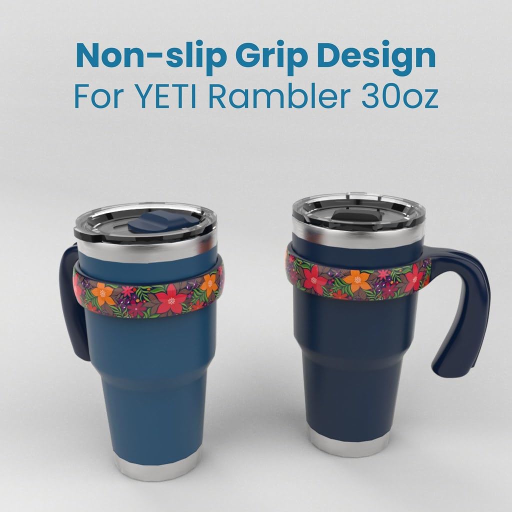Amazon.co.jp: YETI 30オンスタンブラー用ハンドル、花柄付きネイビー