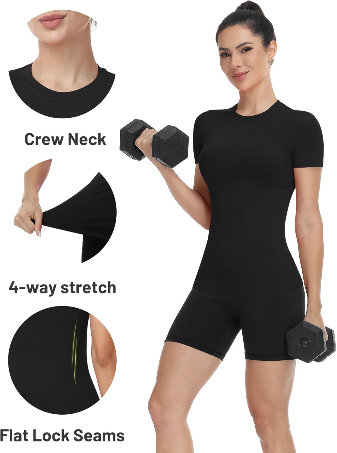 Moozava Women's Compression Shirt Short Sleeve Workout Tops Athletic T-Shirts Base Layer for Gym Running Yoga Sports - Image 5