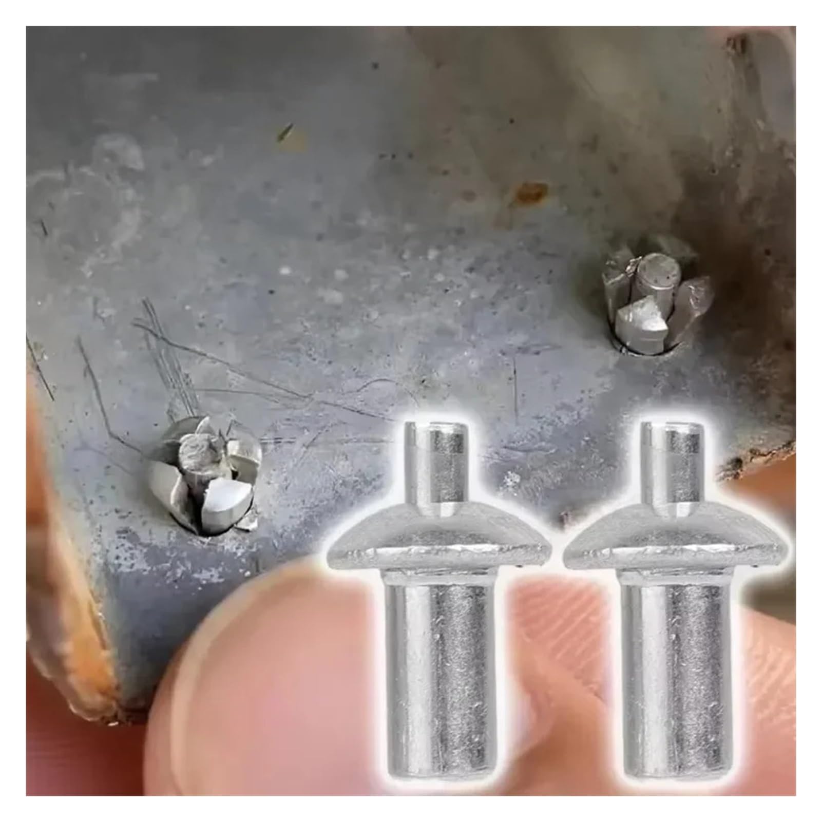 Nity udarowe do napędu młotkowego, nity rozprężne, ze stopu aluminium, piercing głowicy gwoździa, śruby stukowe, sprzęt (500 sztuk, 9 mm)