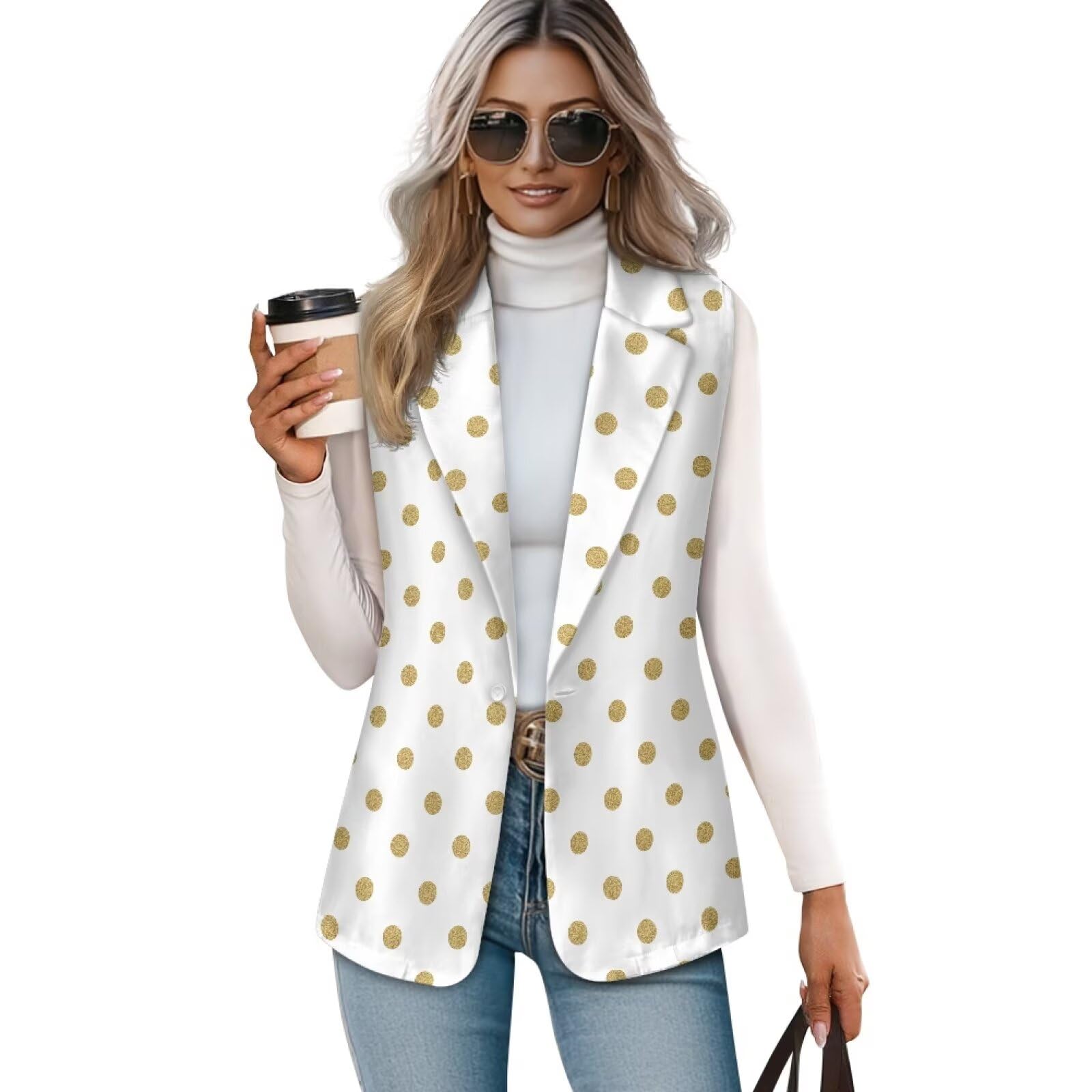 HUGS IDEA Womens Suit Vest Casual Blazer Vest for Lady Fashion Lightweight Sleeveless Waistcoat Tops