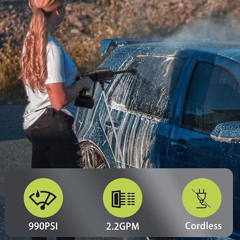Miniatura 6 de Lavadora a presión inalámbrica, boquilla 6 en 1, lavadora de batería portátil, portátil, de alta presión, para limpieza del hogar, automóvil, jardín