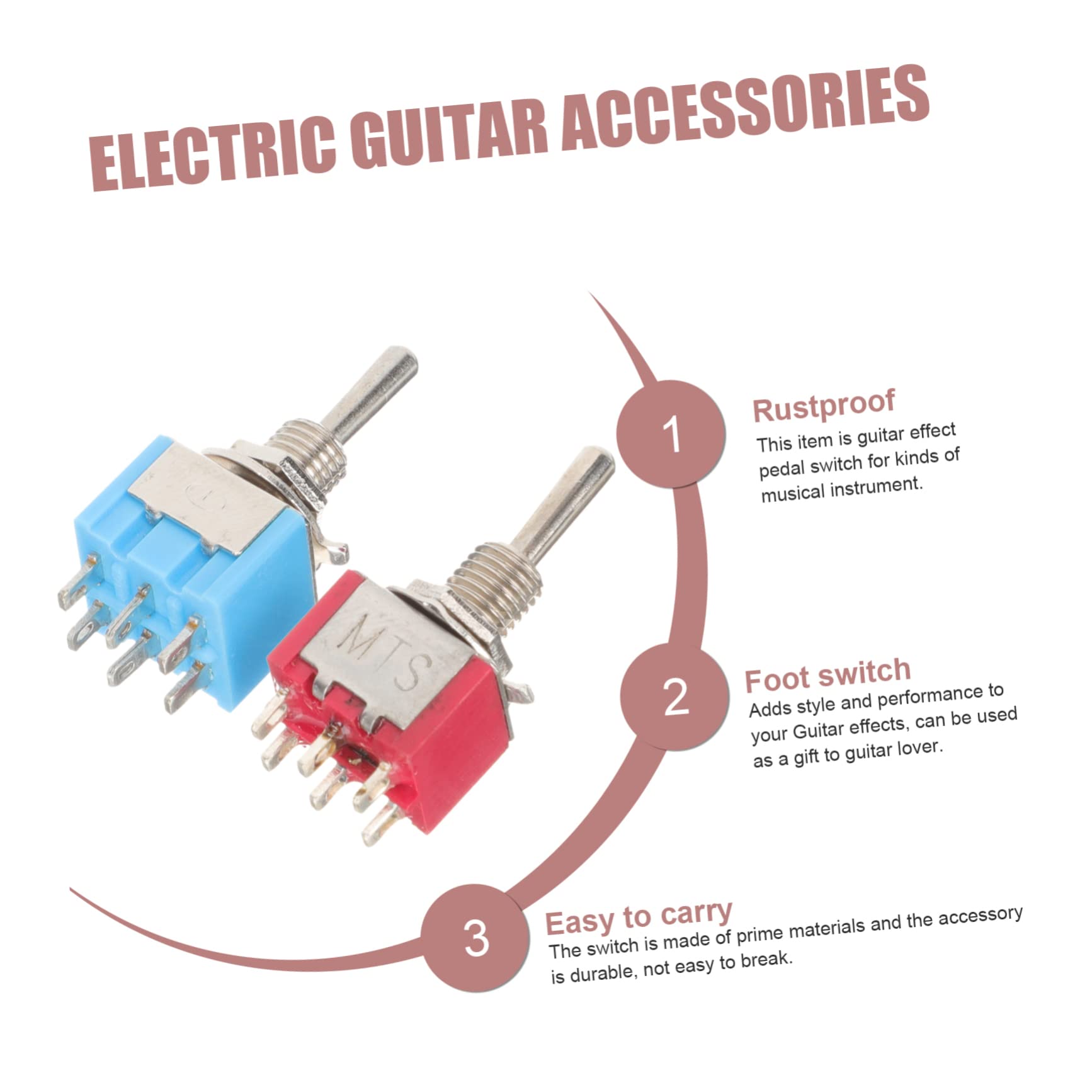 Totority Guitar Effects Pedal Buttons 3-tier Metal Switches Guitar Switch Musical Instrument Foot Button