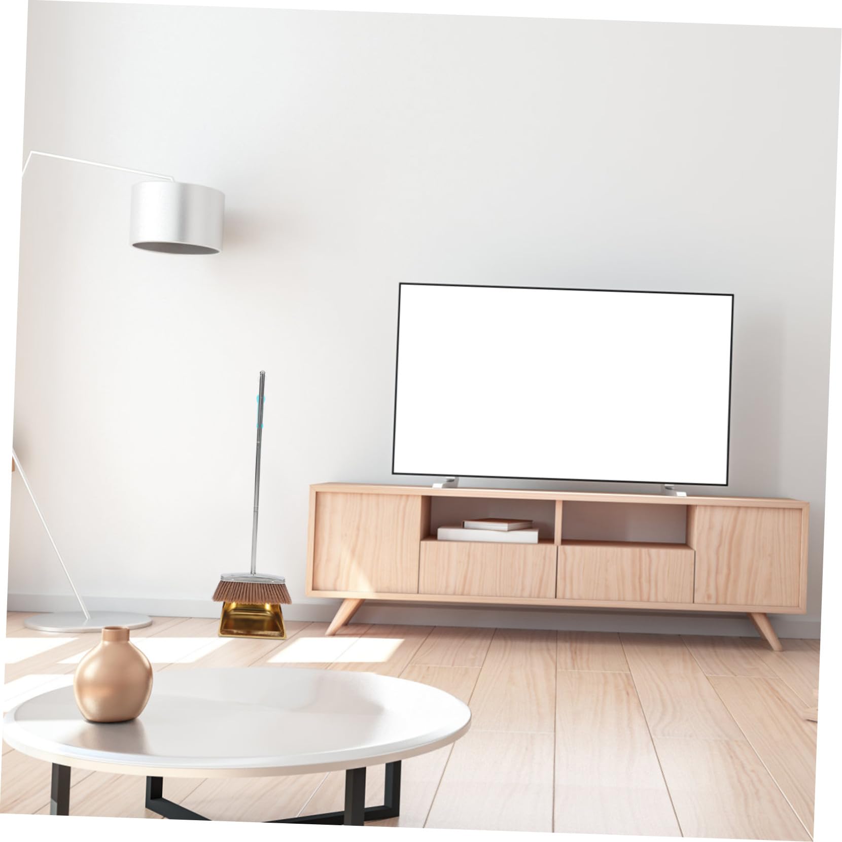 Besen und Kehrschaufelset aus Edelstahl Goldfarben Leicht mit Ergonomischem Griff für Garage und Gehweg