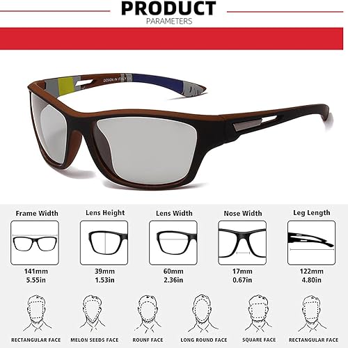Miniatura 4 de HCYCFY Gafas de sol polarizadas fotocromáticas para hombres y mujeres, protección UV, ciclismo, conducción, deportes, gafas de sol