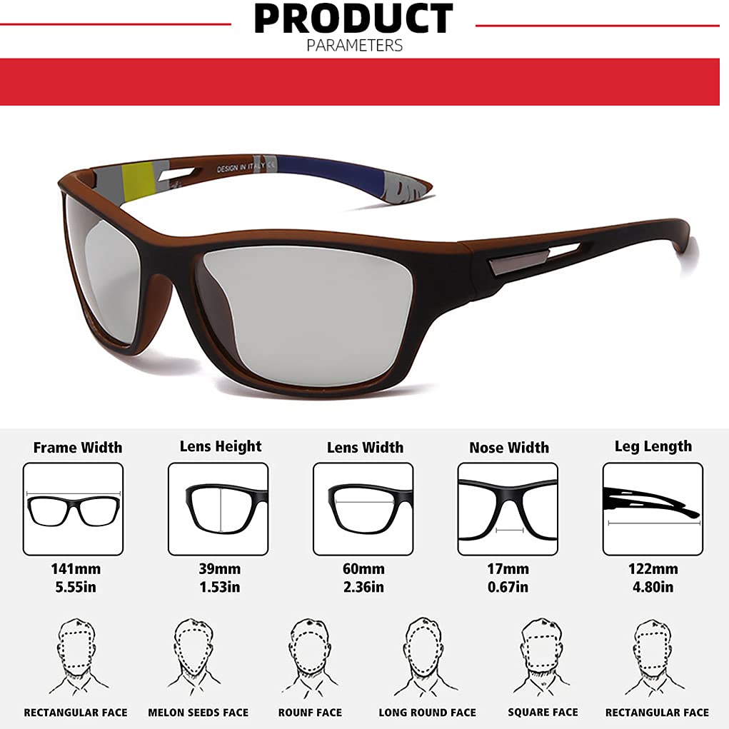 Gafas de sol fotocromáticas polarizadas para hombres y mujeres, protección UV, ciclismo, conducción, deportes