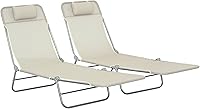 Vista 12 de Outsunny Silla Tumbona Plegable, Silla de Bronceado para Piscina, Silla de Salón al Aire Libre con Respaldo Reclinable, Asiento de Malla Azul