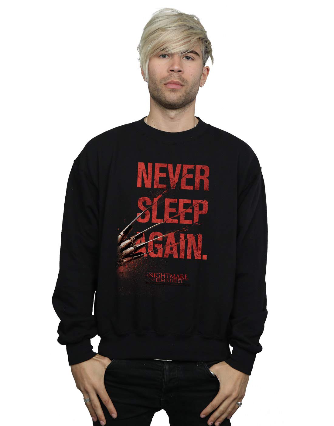 Absolute Cult A Nightmare On Elm Street Men's Never Sleep Again Sweatshirt Black Medium