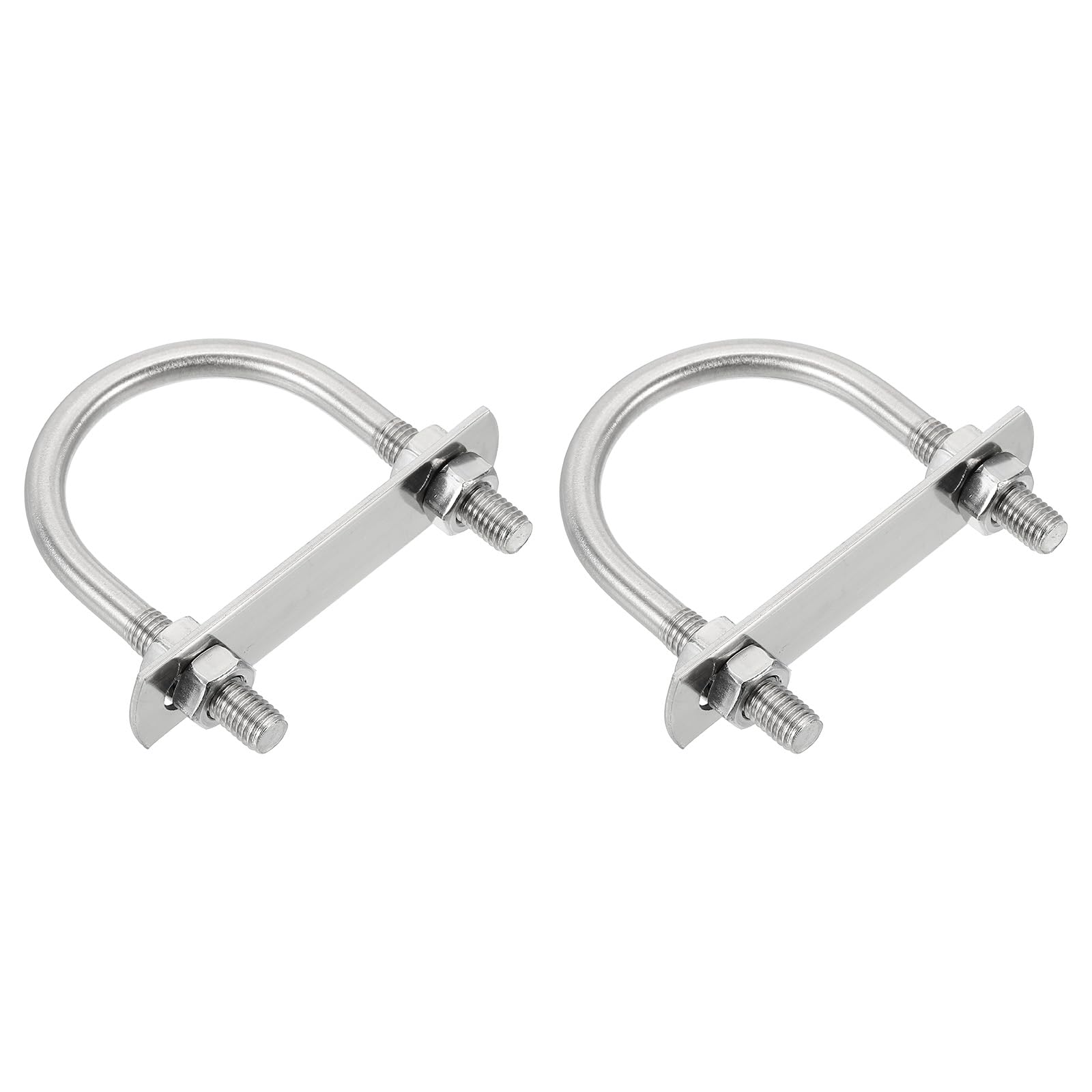 sourcing map M8 U-Bolts, 2 Sets 48mm(1.89") Inner Width 76mm Length 304 Stainless Steel Round Bend U Clamp with Nuts and Plates for Ski Boat, Fishing Boat