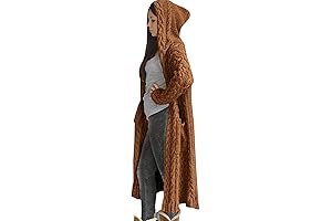 Women's Solid Color Knitted Hooded Cardigan