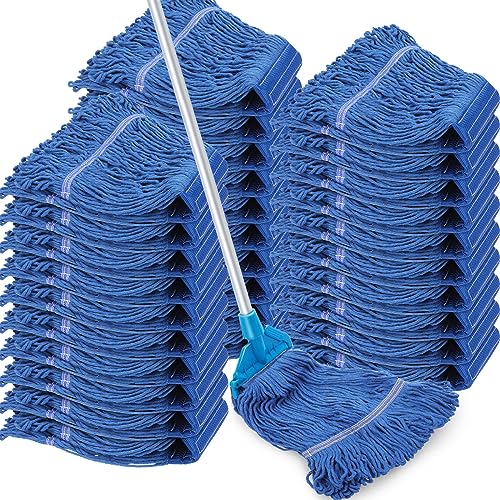 Image of Roshtia 30 Pieces Commercial Mop Head Replacement Floor Cleaning Wet Mop Heads Heavy Duty Large Cotton String Sweeper Refills for Industrial Home Use(Blue)