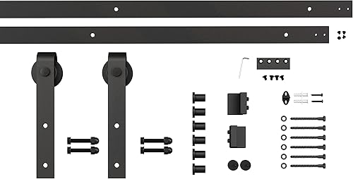 Miniatura 8 de 32 pulgadas x 84 pulgadas. Serie K - Puerta corrediza interior de madera teñida en azul océano con kit de herrajes
