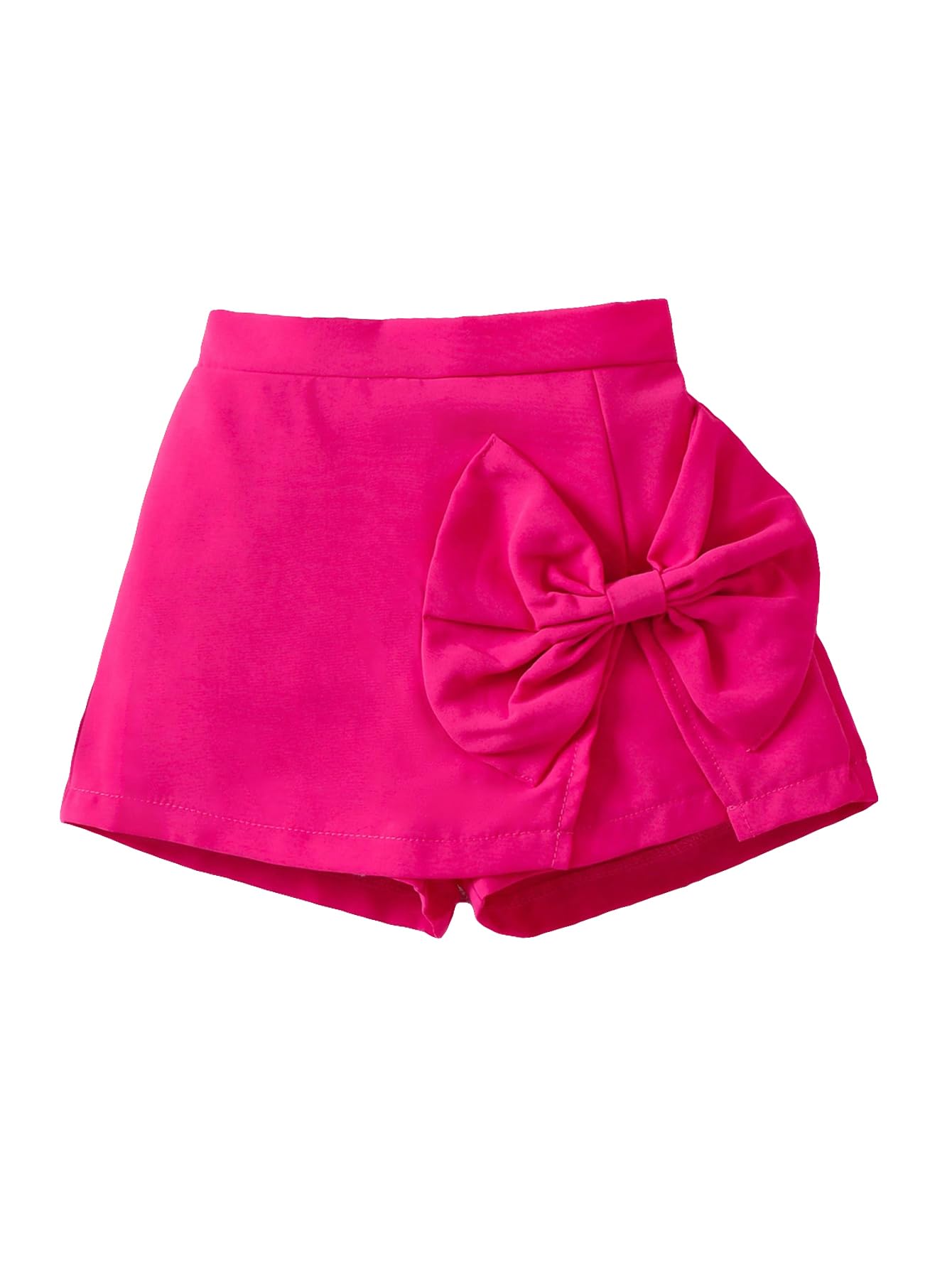 BEAUDRM Girl's Elastic Waist Bow Front Trousers Split Straight Leg Cute Skort