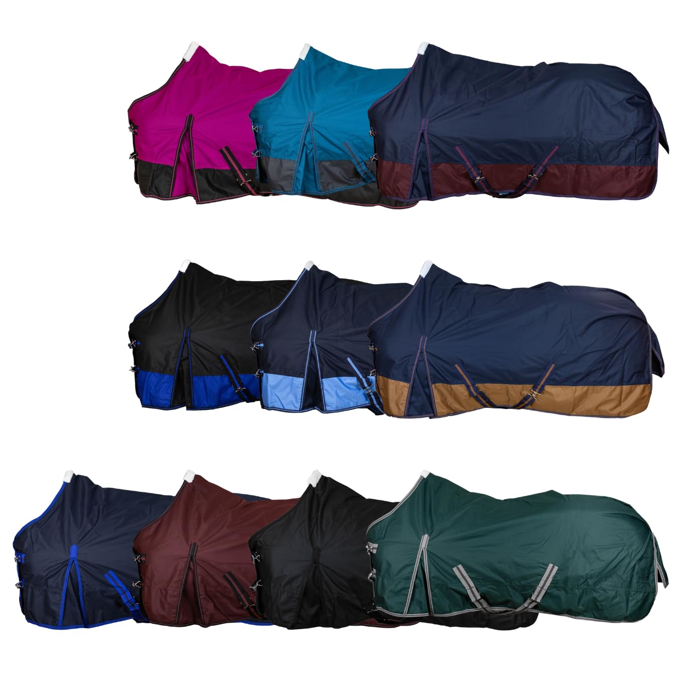 RL24 - Weidedecke 600D Basicline – Schwarz/Rot 115cm (Polarfleecefutter) | Regendecke & Übergangsdecke – Wind- & wasserdichte Outdoordecke mit Innenfutter & Kreuzbegurtung – Pferdedecke
