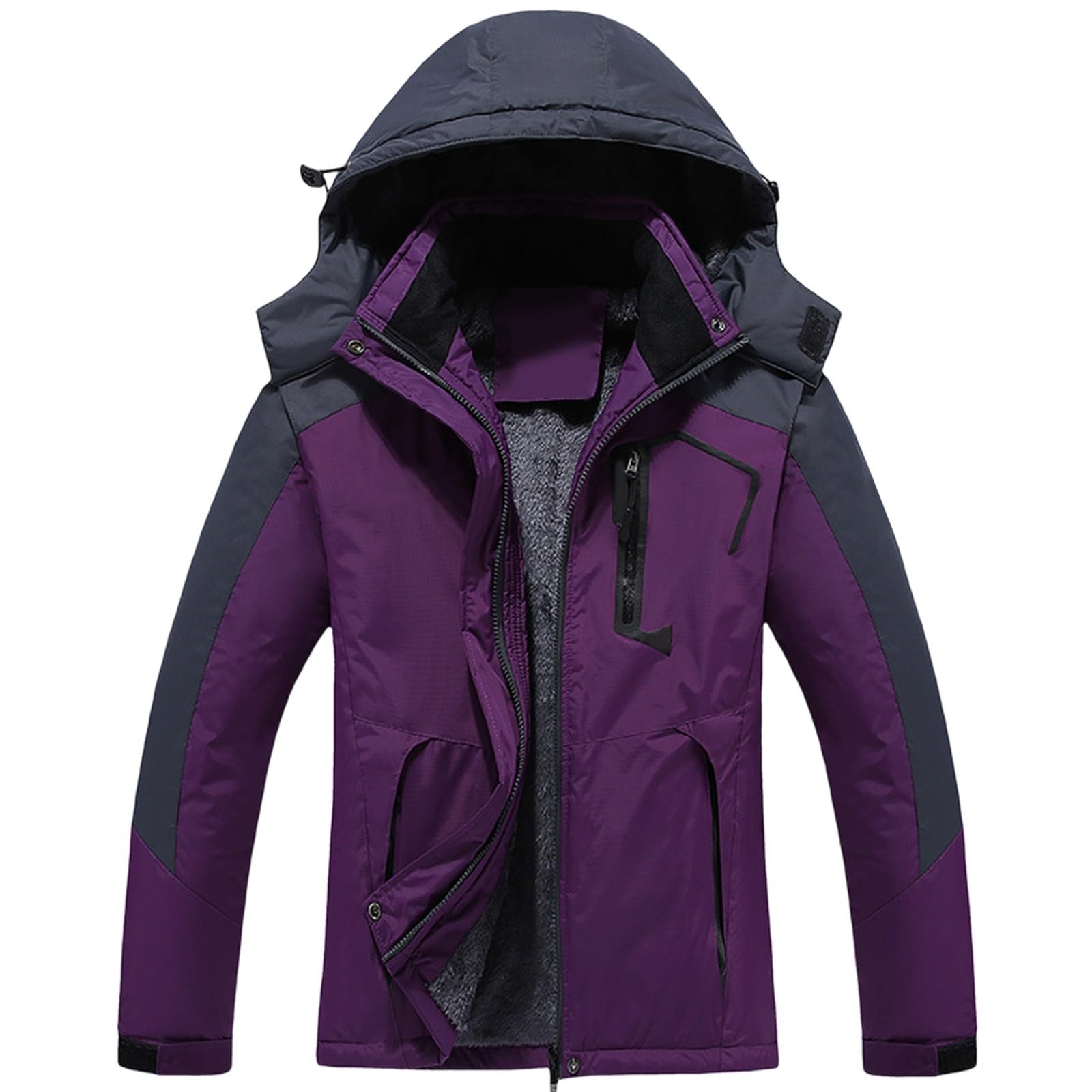 Winterjacke Herren Winddicht Outdoorjacke Fleece Mantel Warme Gefüttert Skijacke Schneejacke Camping Snowboard Parka Mit Abnehmbarer Kapuze Jacke Outdoor Snowboardjacke