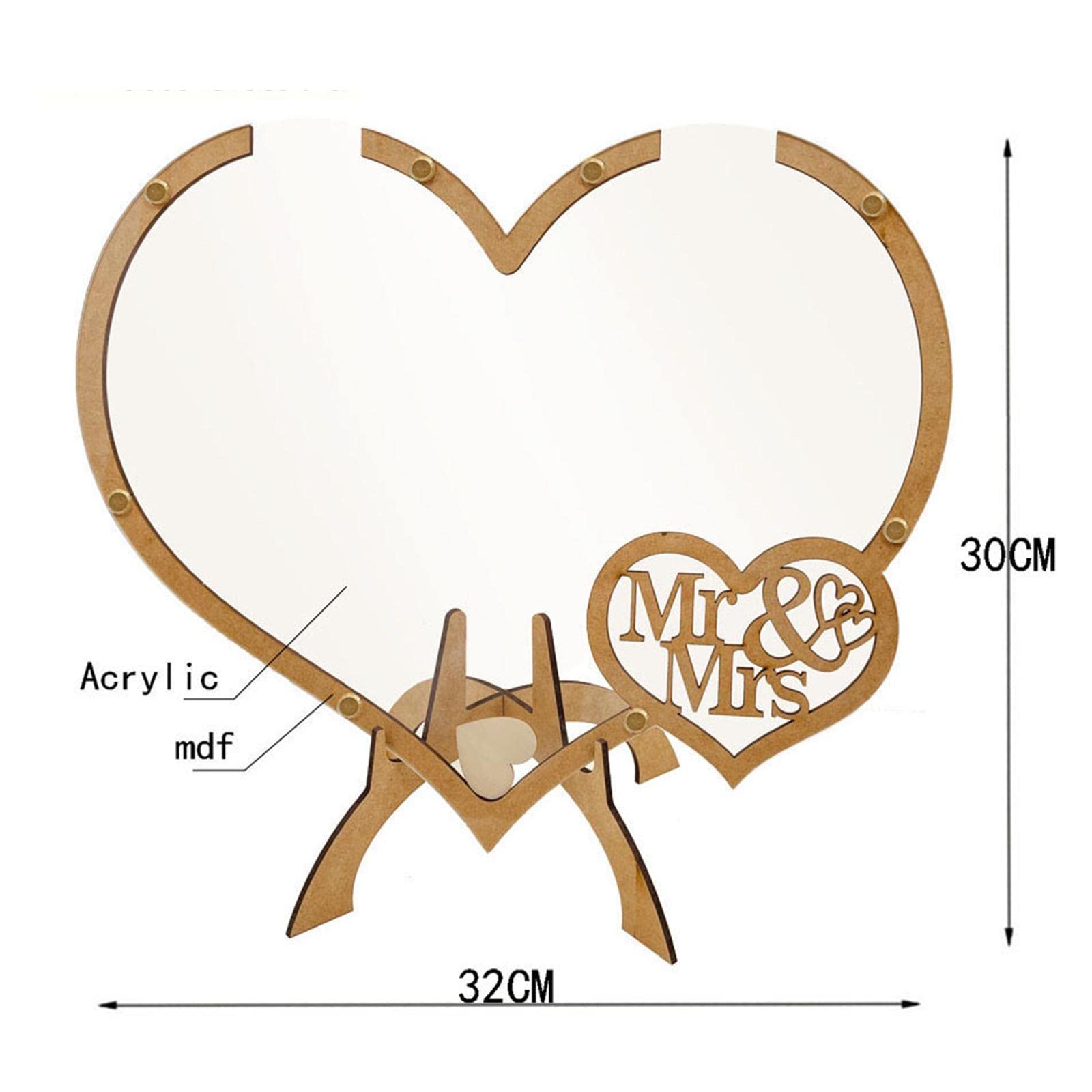 Libro de Firmas de Boda Corazón Caja Invitado Decoración Madera Marco Registro Mesa Rústica Adecuado para Regalos Shower Memoria Cumpleaños
