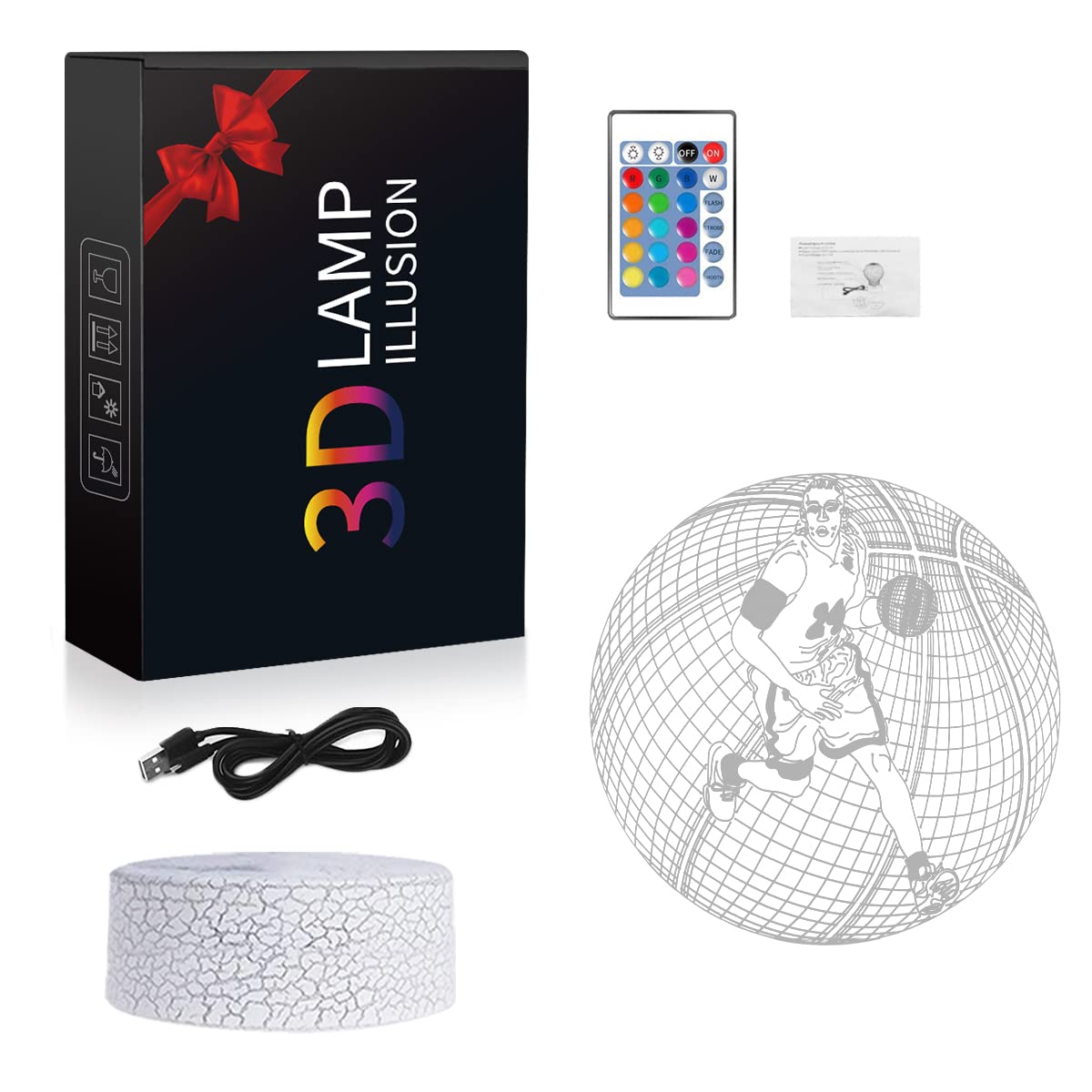 Zeaky Luce Notturna da Basket 3D per Bambini, 16 Giocattoli con Lampada da Basket a LED Che Cambiano Colore con Telecomando, Regalo di Compleanno di Natale per Ragazzi o Ragazze
