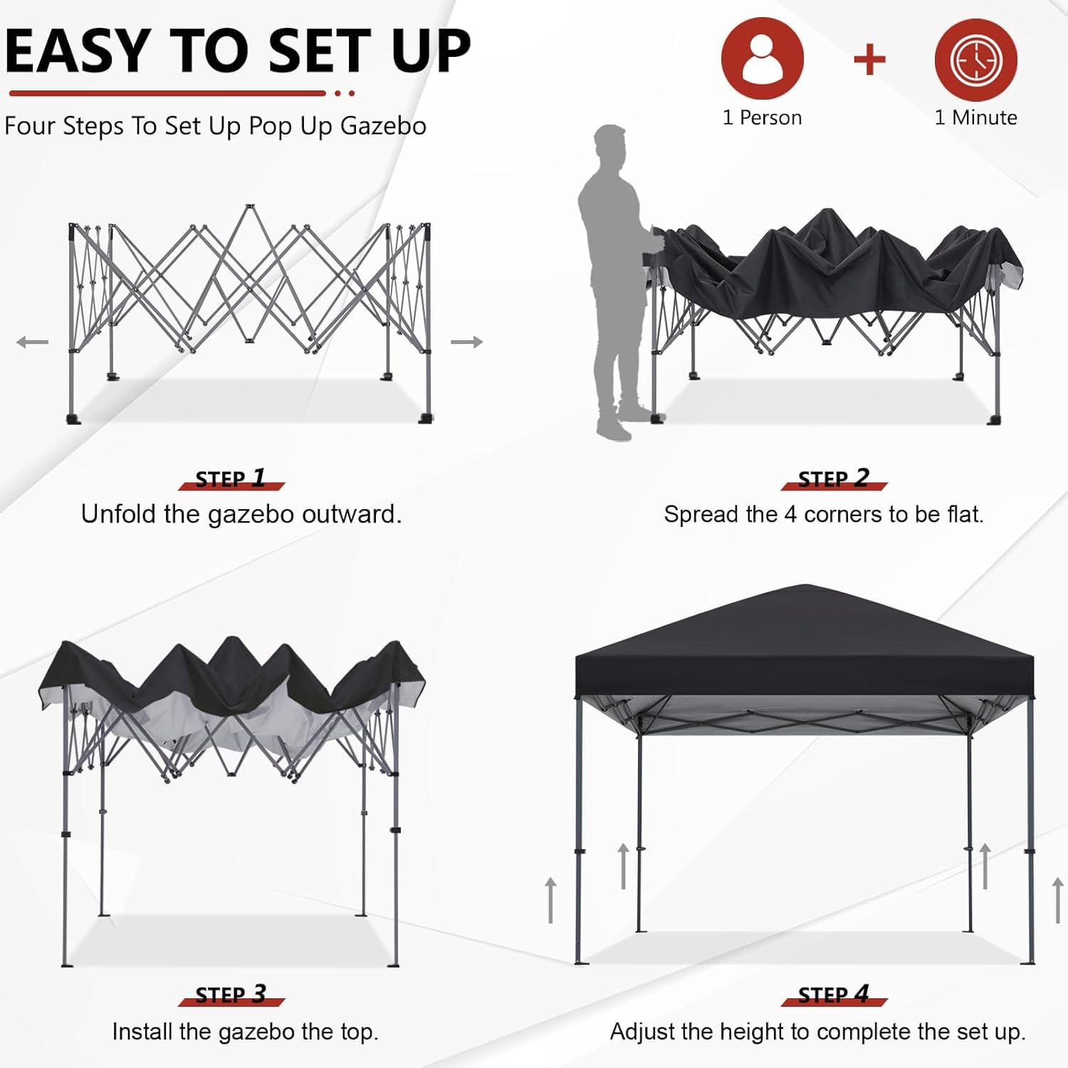 Amazon | ABCCANOPY タープテント 2.5mx2.5m 3mx3m 大型 ワンタッチ