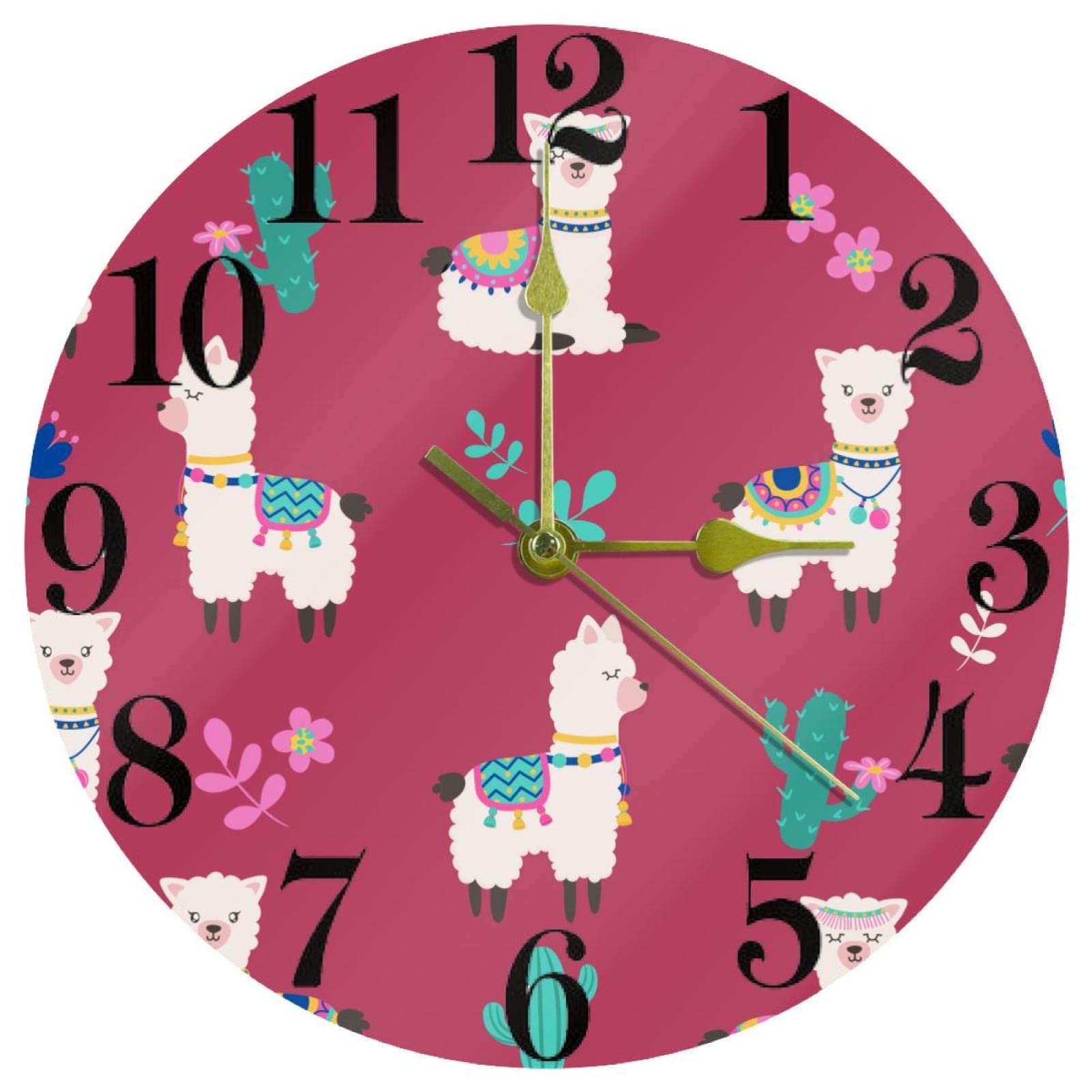 Horloge murale alpaga rose de 25,4 cm, une idée cadeau utile et ludique