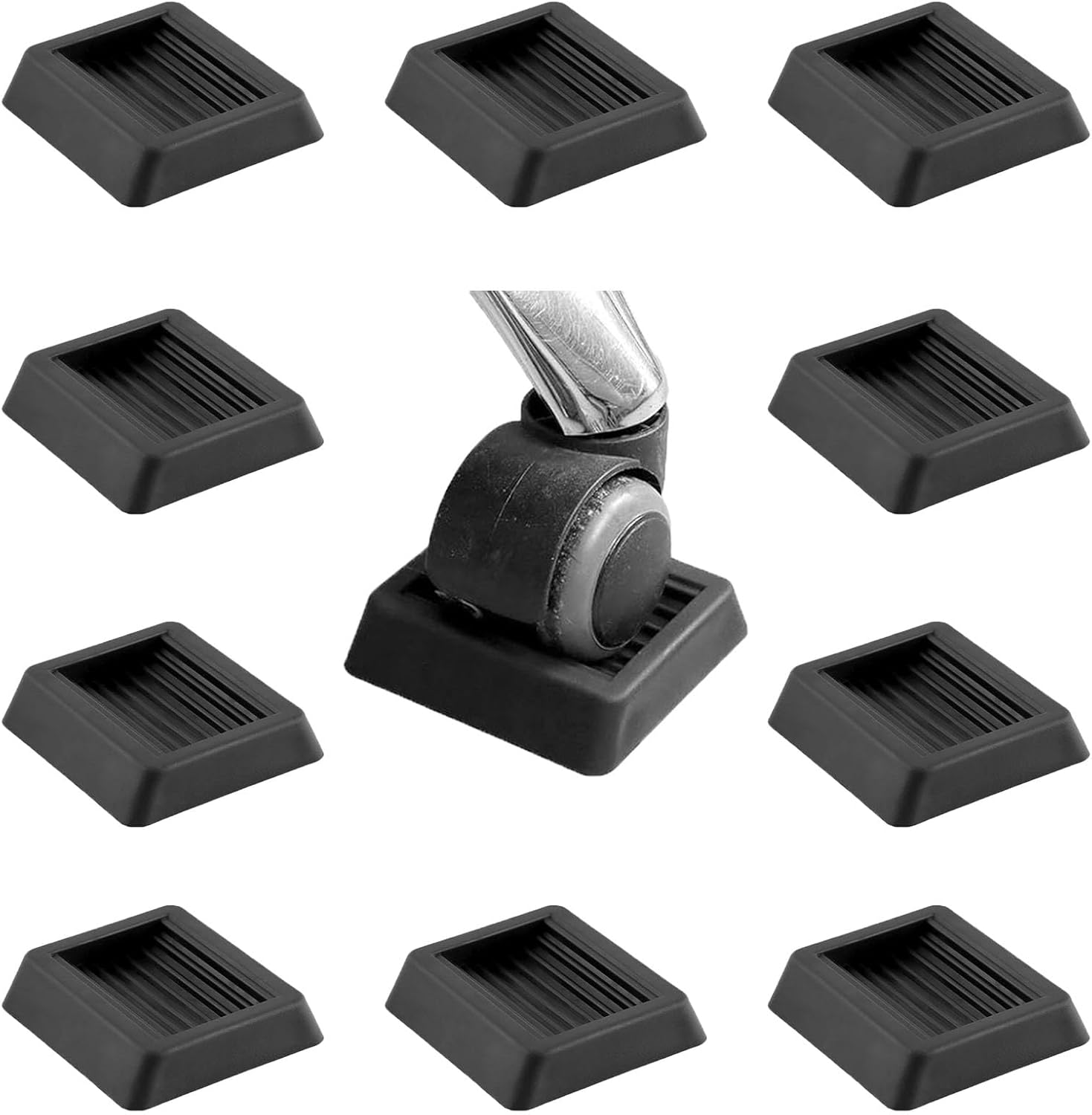 Non Slip Furniture Pads Wheel Stoppers for Office Chairs Beds Couches Prevent Sliding on Carpet Hard Floors Fits 1-4 Inch Wheels Silicone Caster Cups Durable Grips (10 PCS)