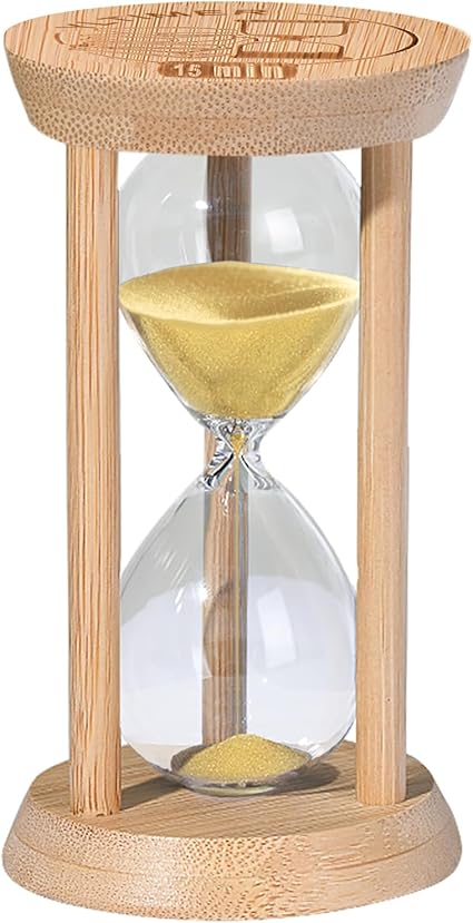15 Minute Wooden Sand Timers,Large Bamboo Gold Sand Hourglass for Productivity, Meditation & Decor