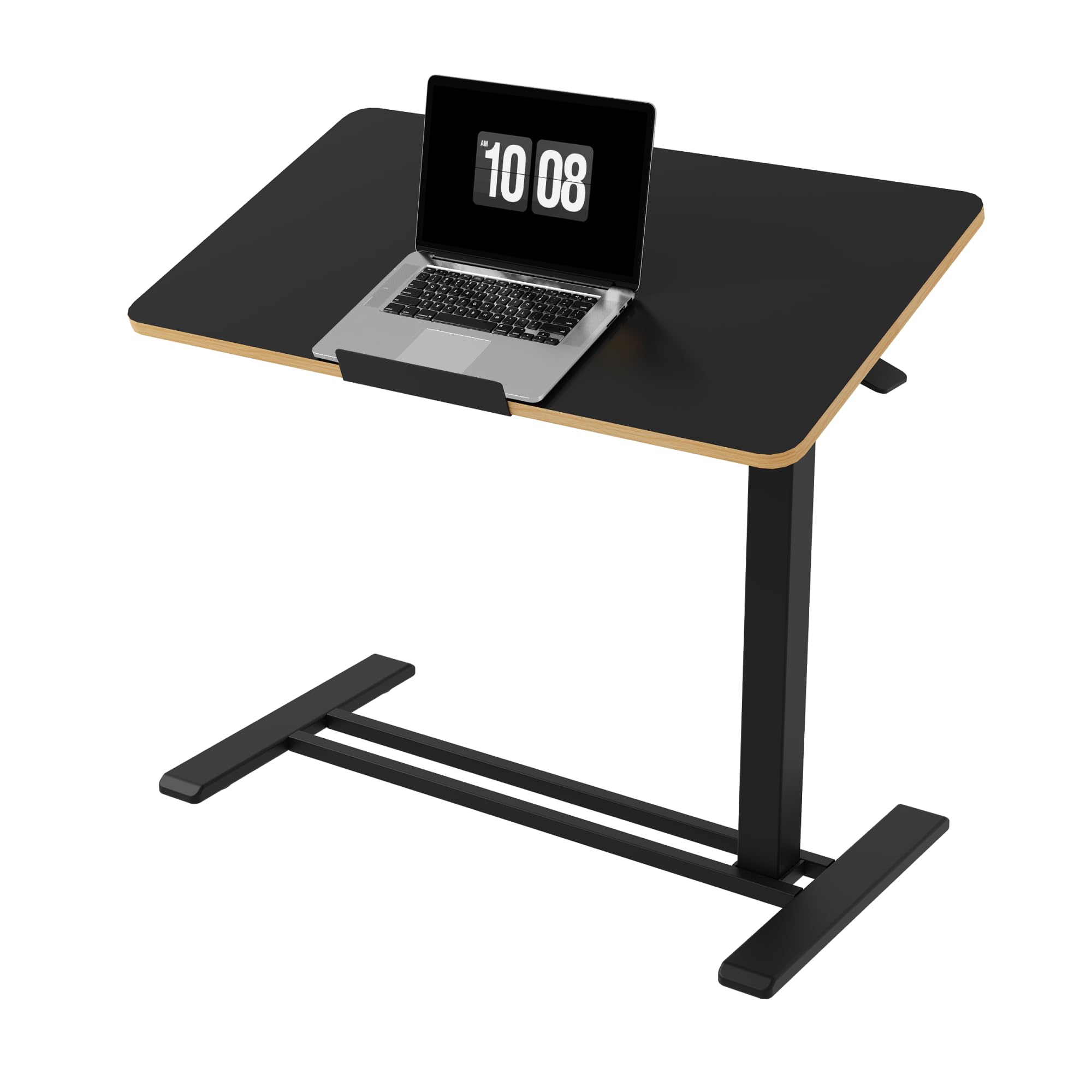 FLEXISPOT H7 PRO Mobile Standing Desk Adjustable Overbed Table Pneumatic with Wheels 90°Tiltable Portable Laptop Desk Rolling Computer Cart Foldable Bedside Table(31.5" W x 17.7" D D, Black)