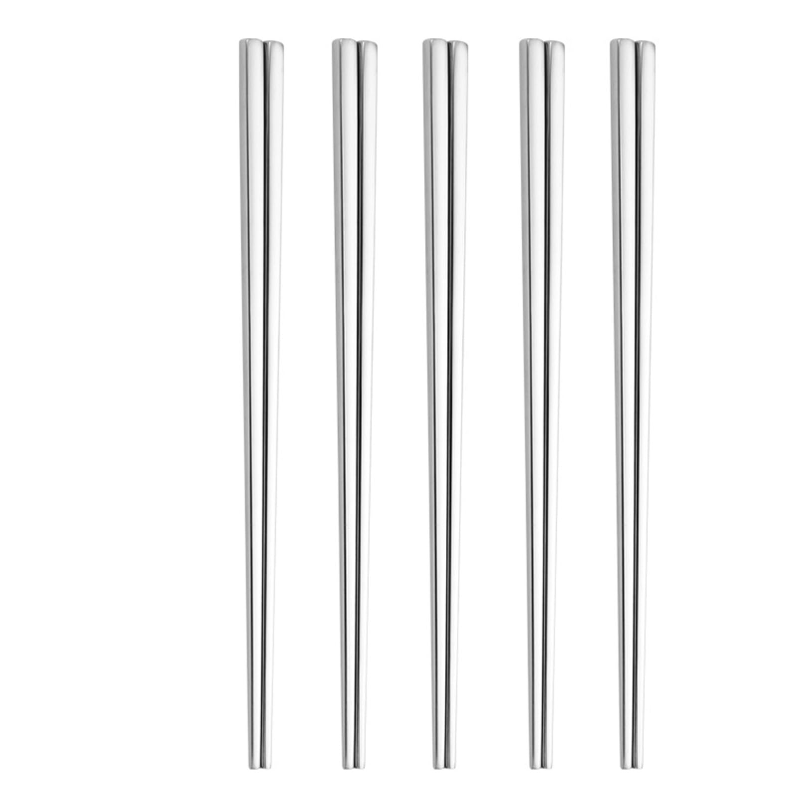 JDNH 5 Pairs Stainless Steel Chopsticks Dishwasher Friendly Ergonomic Grip Dining Accessories Metal Tableware Stainless Steel Chopsticks