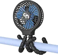 WiHoo Ventilador portátil de carrinho de bebê, bateria ultra longa de 11H, rotação de 3 velocidades, rotação de 360°, recarregável por USB ou bateria com clipe de resfriamento para ventilador pessoal