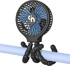WiHoo Ventilador portátil de carrinho de bebê, bateria ultra longa de 11H, rotação de 3 velocidades, rotação de 360°, recarregável por USB ou bateria com clipe de resfriamento para ventilador pessoal