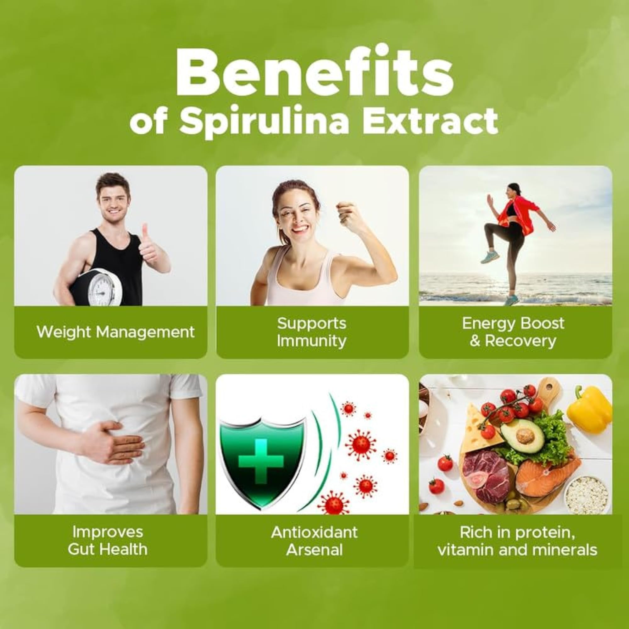 AMIHEM Spirulina Extract, 500mg Superfood Supplement