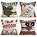 Xihomeli - Set di 4 copricuscini in legno con scritta divertente "All Guests must be approved by the dog", federa decorativa quadrata 45,7 x 45,7 cm 18" x 18" 4 Pack Movie