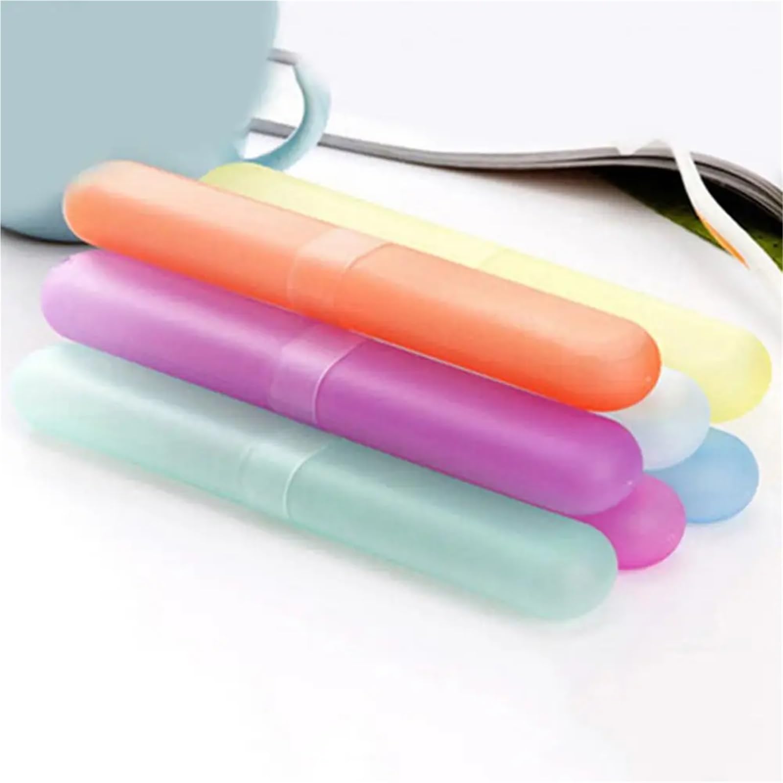 Custodia per spazzolino da denti, 10 pezzi, porta spazzolini da denti, portatile, con foro, accessori da bagno (bianco 1)