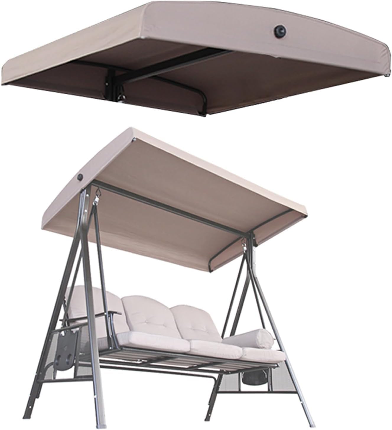 Replacement Swing Canopy Top Cover, Waterproof Outdoor Porch Swing Roof for 2-3 Seater Garden Bench Chair, Durable UV-Resistant Fabric for Patio Hammock (192×124cm/75.6×48.8in))