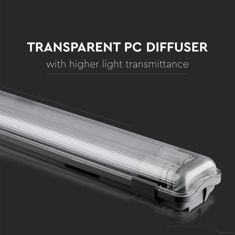 V-TAC VT-1239 VT-12023 2x18W LED WP LAMP FITTING 120CMX2 COLORCODE:6400K IP65, Plastic+ABS, 36 W, 2x18W-120cm