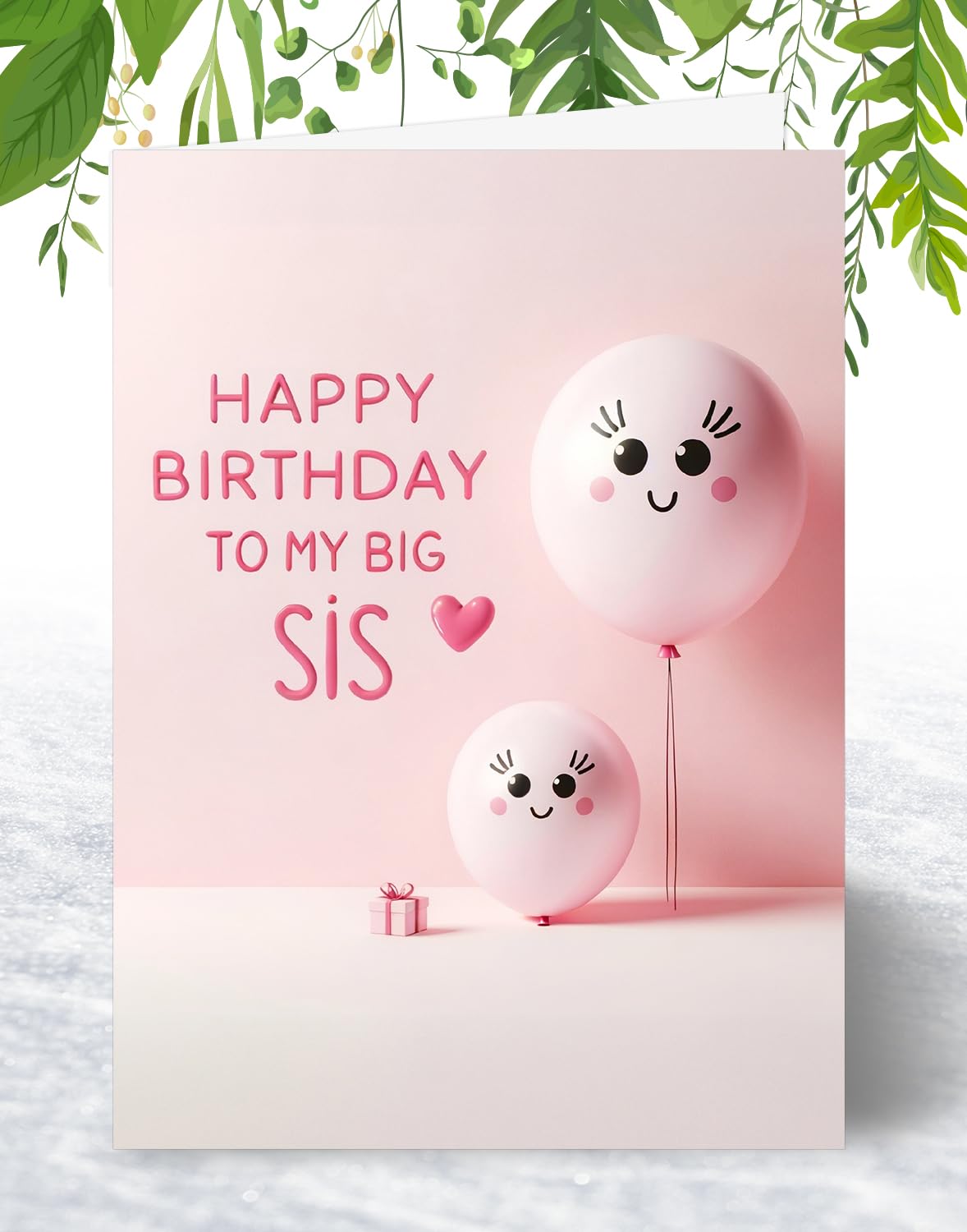 Geburtstagskarte Für Große Schwester – Ballon-Design, A5, Mit Rosa Umschlag, Aus Großbritannien